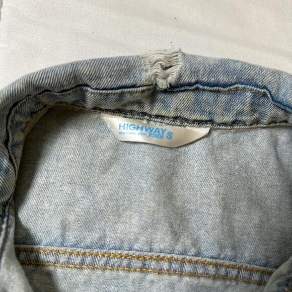 VTG Highway Women’s Punk Rock Faded Blue Denim Distressed Jean Jacket Size M - Picture 5 of 8